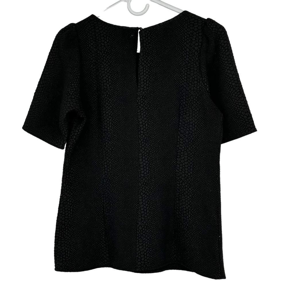 *Women’s Banana Republic Size 6 Black Textured Polyester/Elastane SS Top - Picture 8 of 8